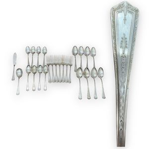 Antique York Silver Plate Dinner Forks Teaspoons Tablespoons Flatware 25 Pcs